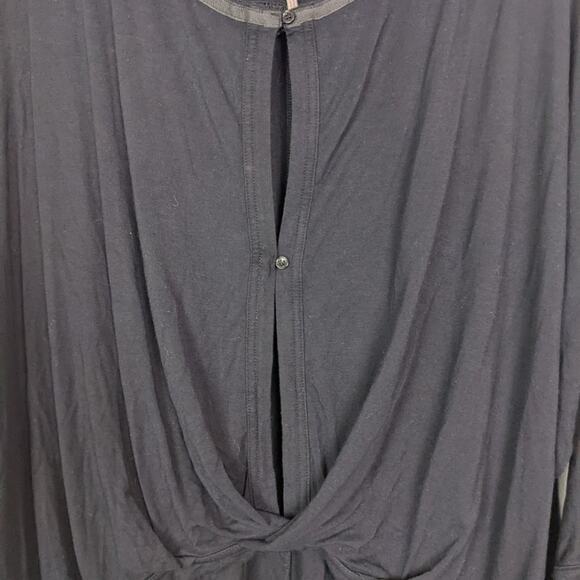 Free People Black Solid Keepin' On Button Blouse Size M - Picture 4 of 9
